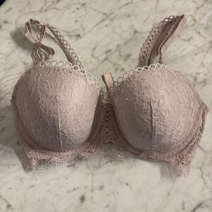 Victoria's Secret Dream Angels Lined Demi Bra Pink LaceUnderwire Adjustable 34DD